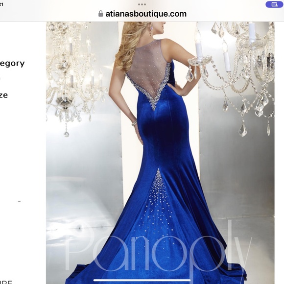 Panoply  Couture pageant gown.  aqua blue with side slit train, Ab crystals - Picture 3 of 9